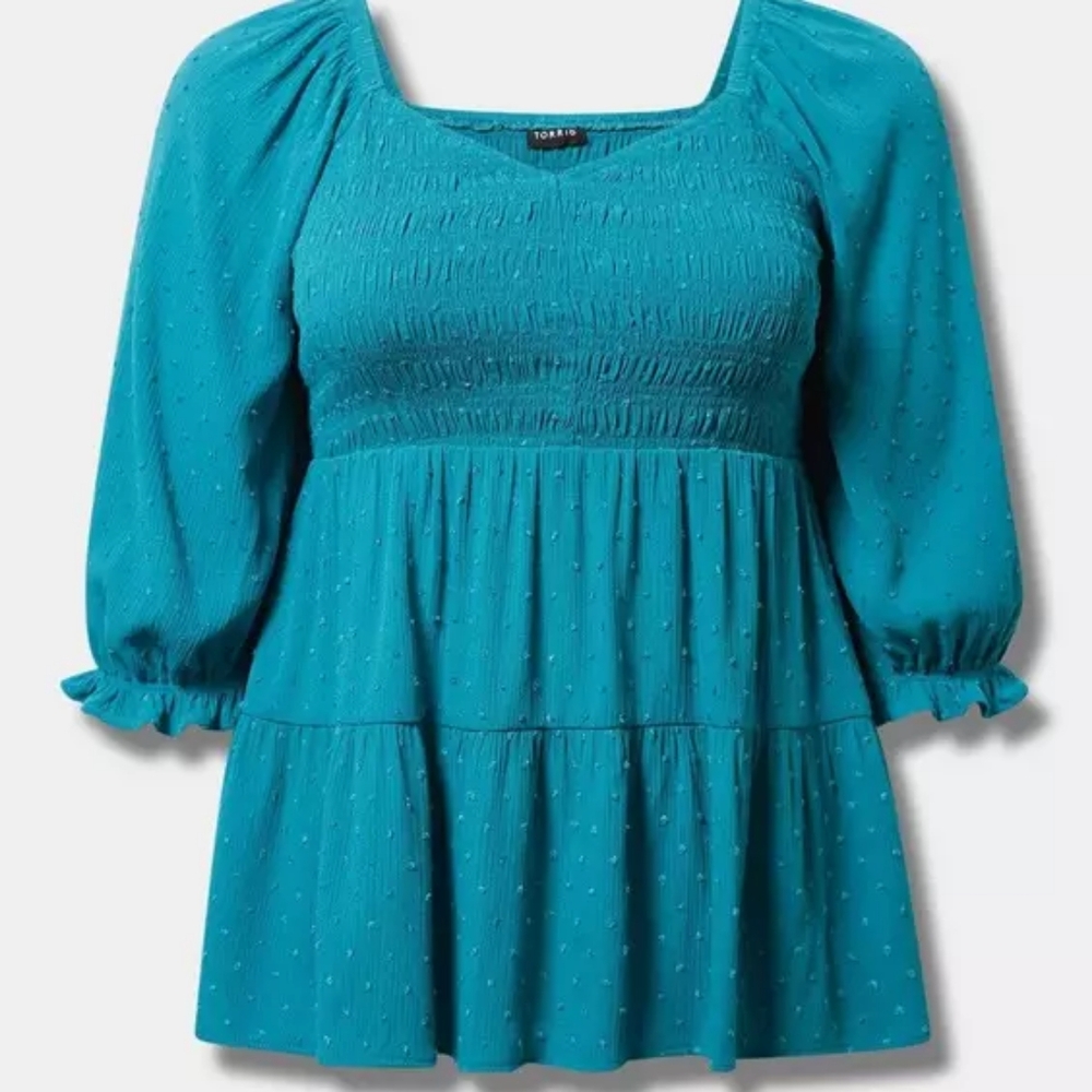 NWT "Torrid" Crinkle Gauze Smocked Blouson Tiered Woman's Top 4X